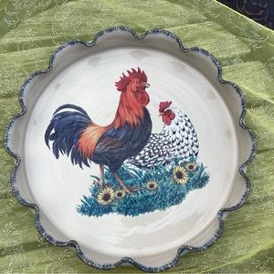 ROOSTER STONEWARE BAKE PLATE